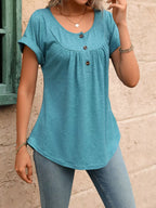 Casual Button Detail Henley T-shirt (9)