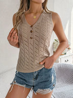 Openwork V-neck Knit Vest (15)