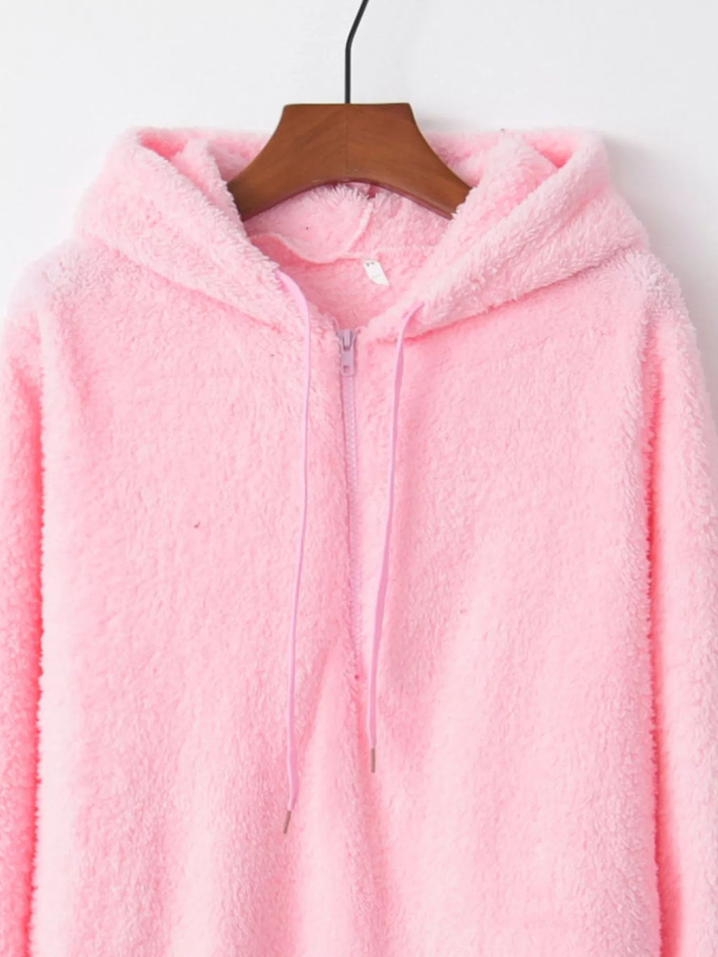 Full Size Half Zip Drawstring Fleece Hoodie Plus (14)