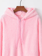 Full Size Half Zip Drawstring Fleece Hoodie Plus (14)