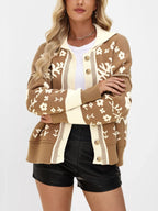 Floral Pattern Button-down Cardigan (2)
