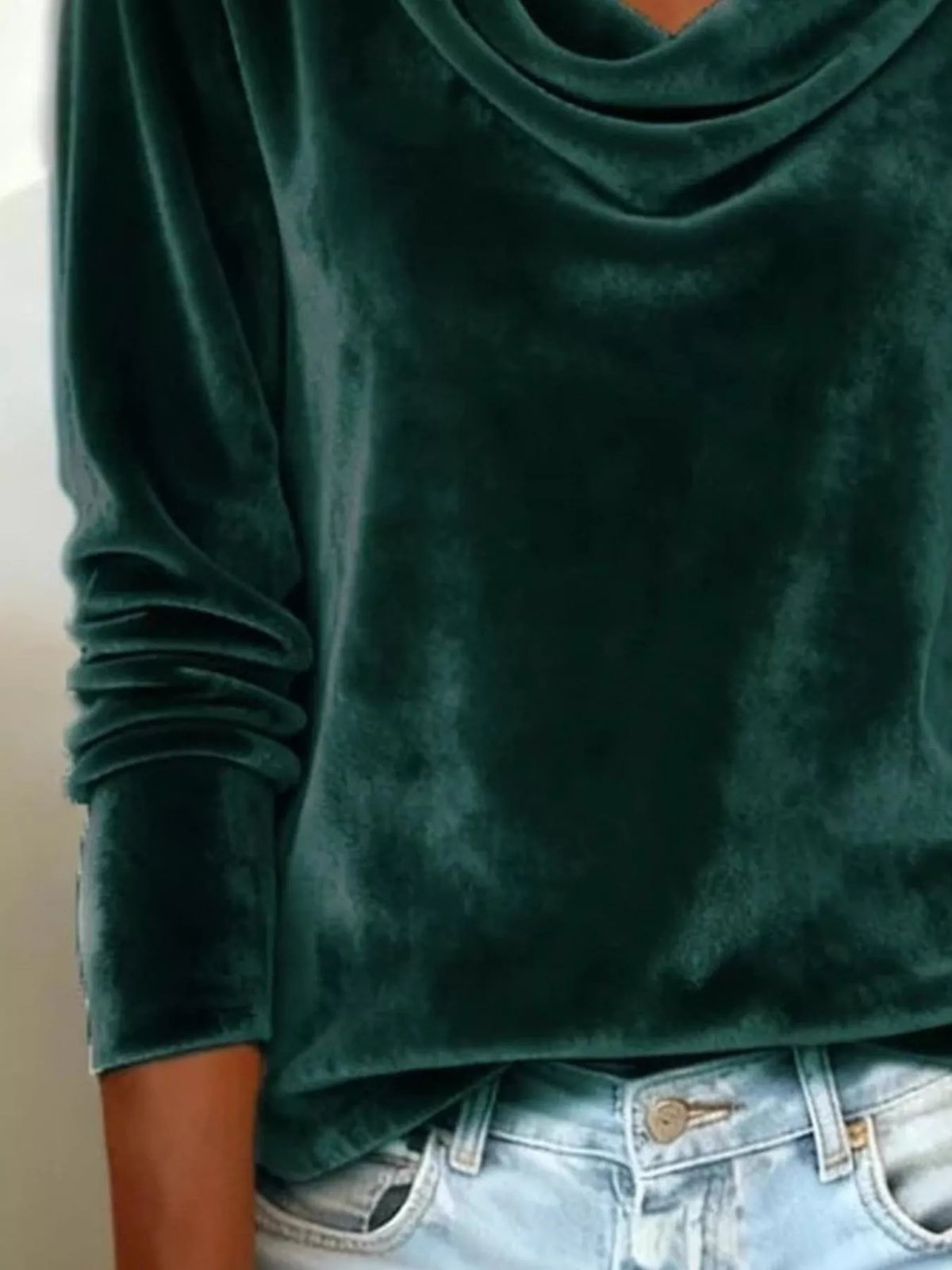 Velvet Cowl Neck Long Sleeve T-shirt (9)