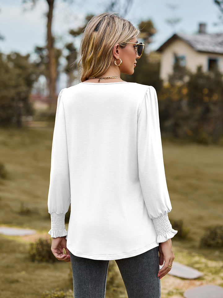 Puff Sleeve Pleated Blouse (6)