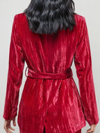 Velvet Lapel Collar Blazer Pants Set (2)