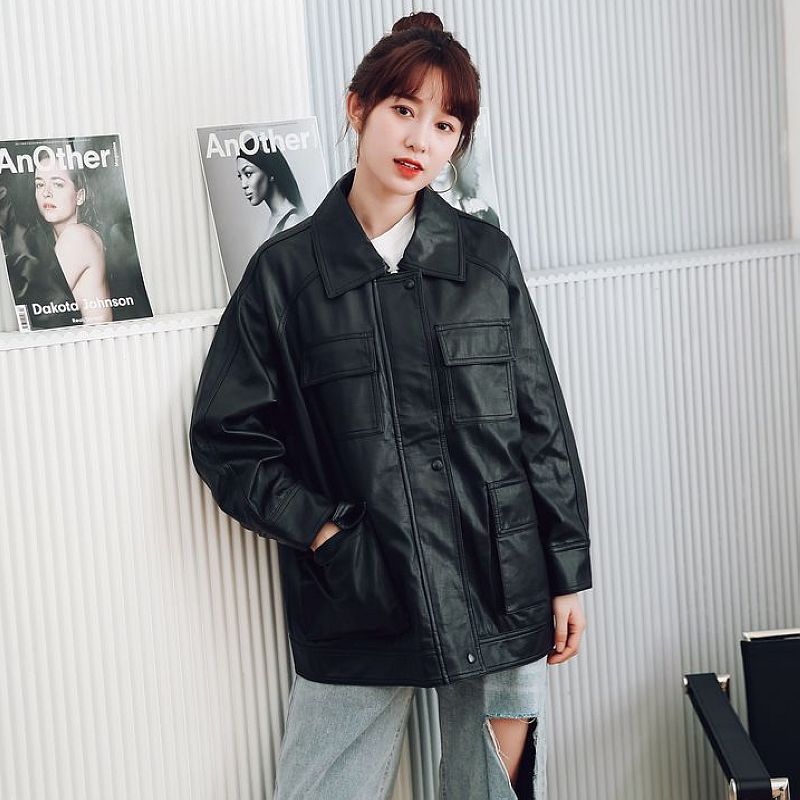 Motorcycle Leather Jacket Mid-length Windbreaker Pu variant CJZP121279201AZ|CJZP121279202BY|CJZP121279203CX|CJZP121279204DW