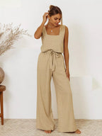 Square Neck Sleeveless Top Pants Set
