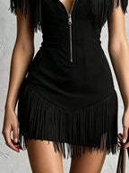 Fringed Cold Shoulder Mini Dress (12)