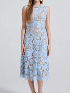 Pearl Neckline Sleeveless Lace Dress (8)