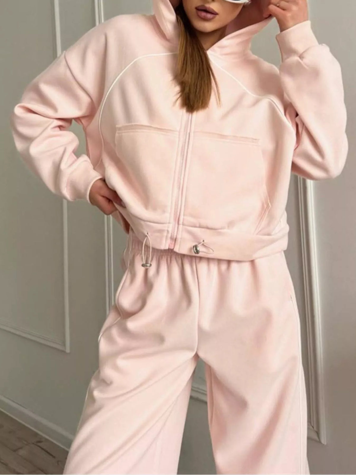 Fleece Zip-up Hoodie Joggers Set (3)