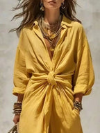 Front-tie Maxi Shirt Dress (8)