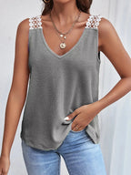 Lace Trim V-neck Tank Top (7)