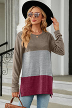 Block Round Neck Long Sleeve T-shirt (17)