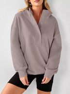 Half Snap Dropped Shoulder Hoodie (8)