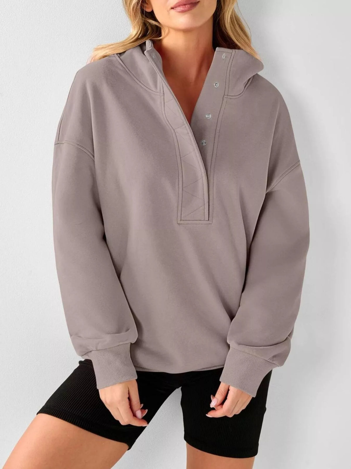 Half Snap Dropped Shoulder Hoodie (8)