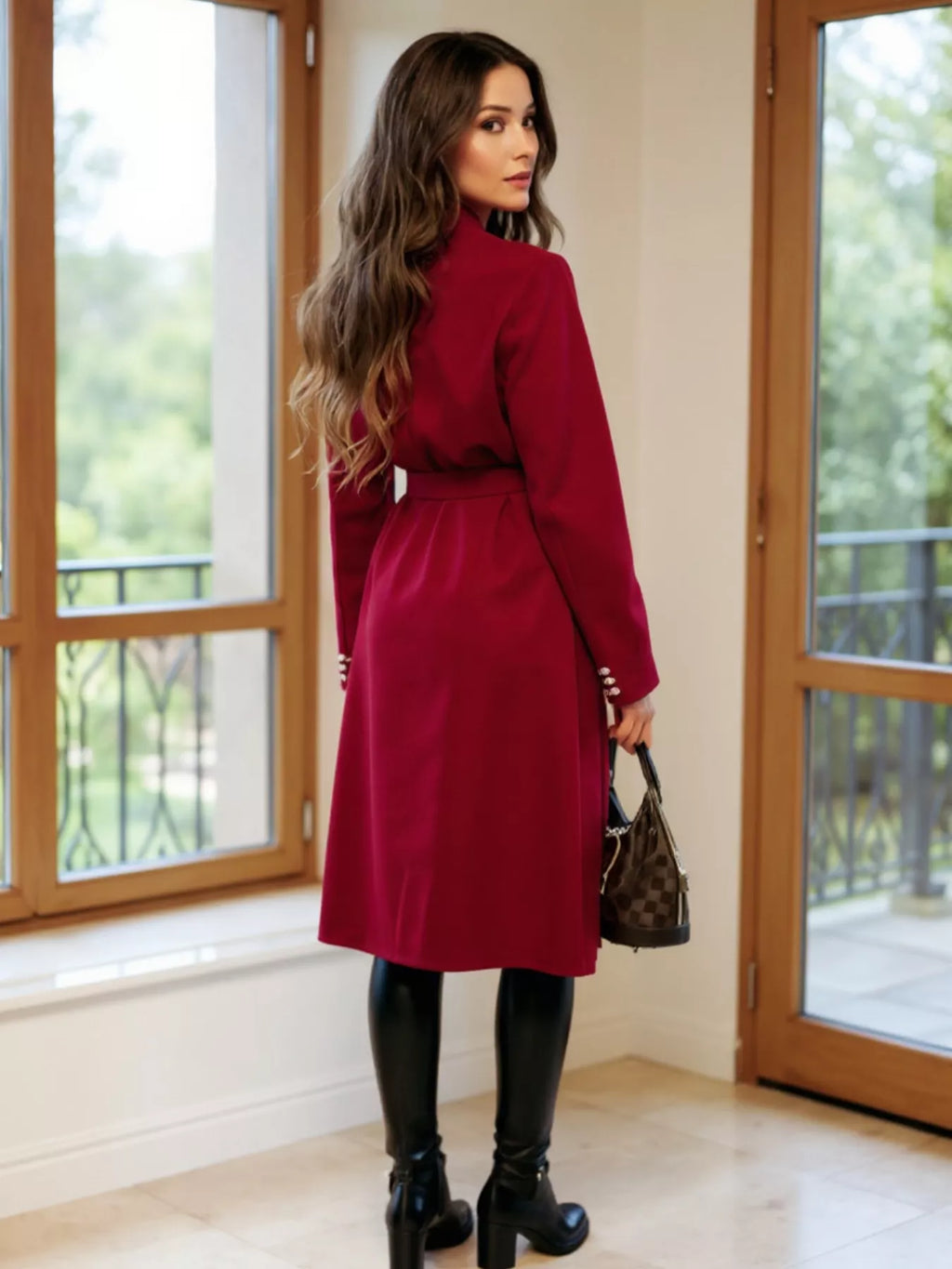 Double-breasted Tie Waist Overcoat (15)