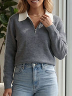 Contrast Collar Quarter Zip Sweater (3)