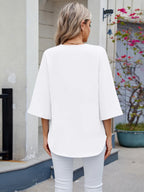 V-neck Lace Trim Blouse (22)