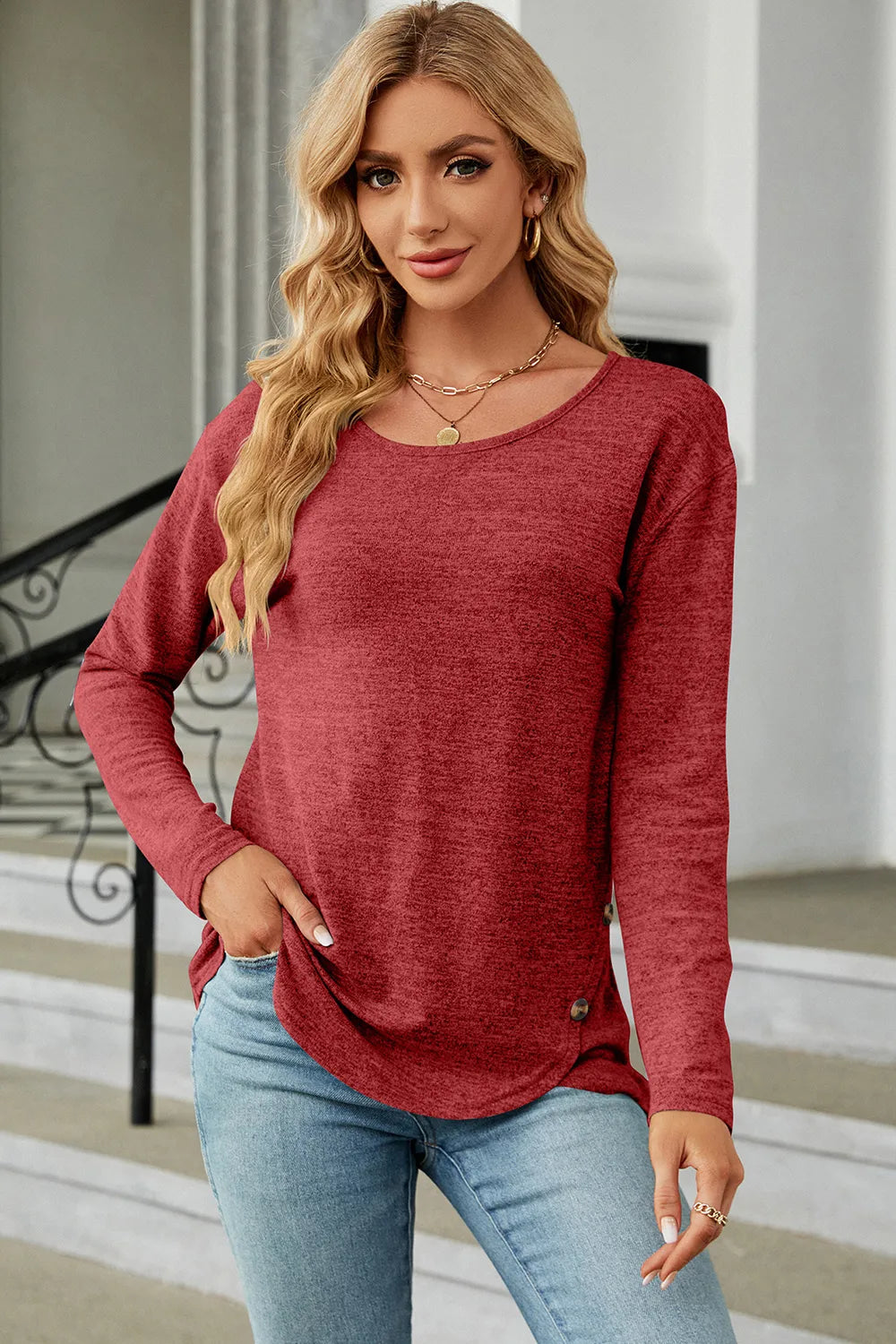 Round Neck Long Sleeve T-shirt (6)