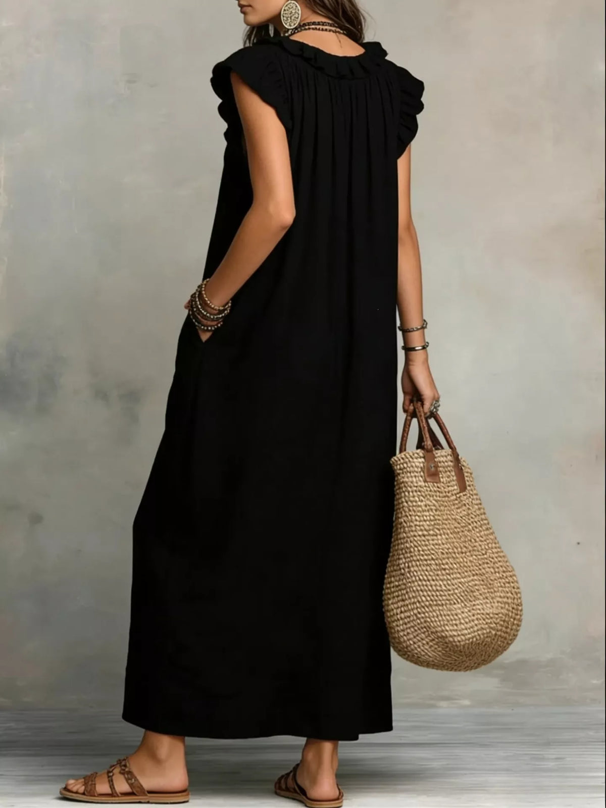 Ruffled V-neck Maxi Dress (4)