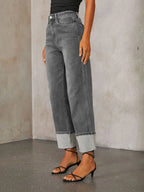 High Waisted Straight Leg Rolled Jeans (10)