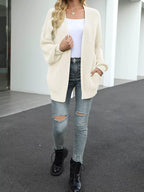 Chunky Knit Open Front Cardigan Lantern Sleeves (23)