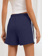 Striped Trim Drawstring Shorts (21)