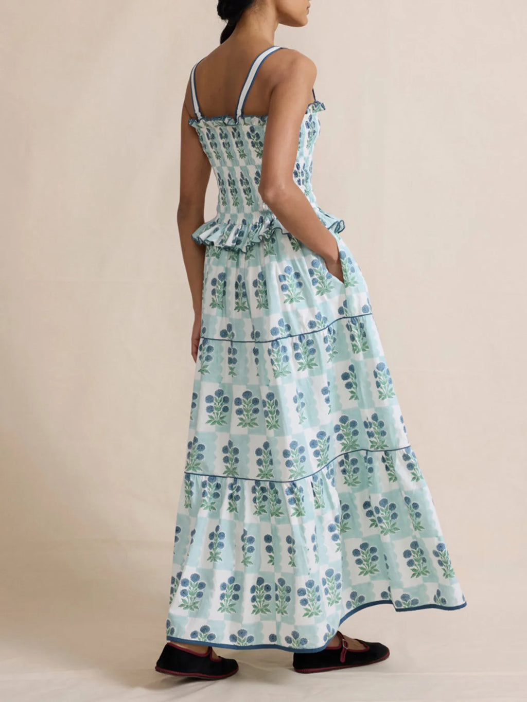 Smocked Ruffled Square Neck Maxi Dress (7)
