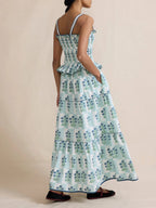 Smocked Ruffled Square Neck Maxi Dress (7)