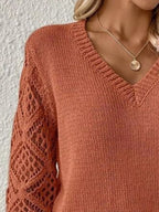 V-neck Hollow-out Sleeve Knit Sweater (11)