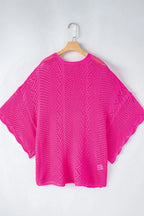 Scallop Edge Half Sleeve Pointelle Knit Top (4)