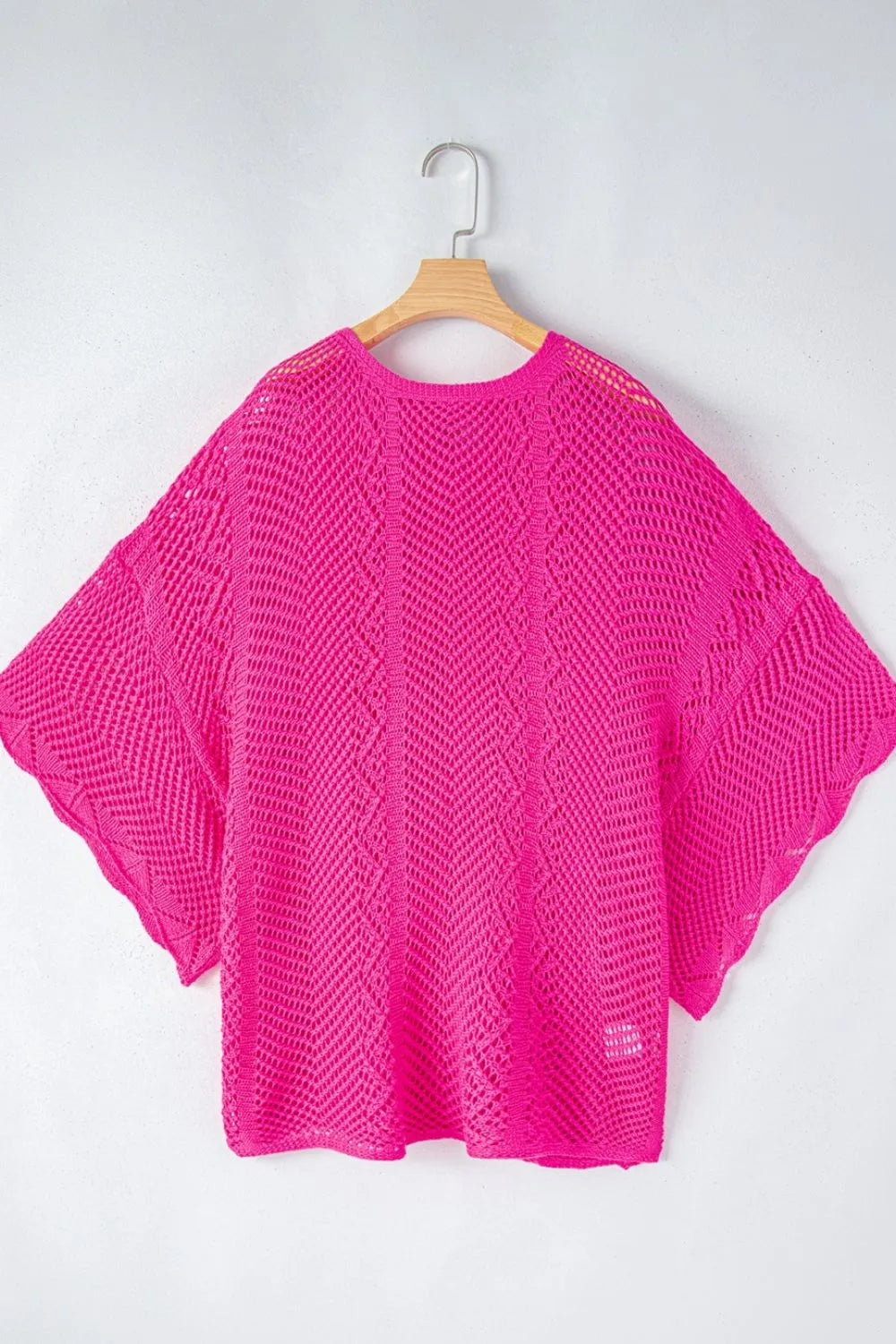 Scallop Edge Half Sleeve Pointelle Knit Top (4)