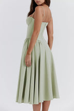 Sweetheart Neck Ruched Midi Dress (12)