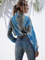 Tie-dye Quarter Zip Dropped Shoulder Sweatshirt (13)