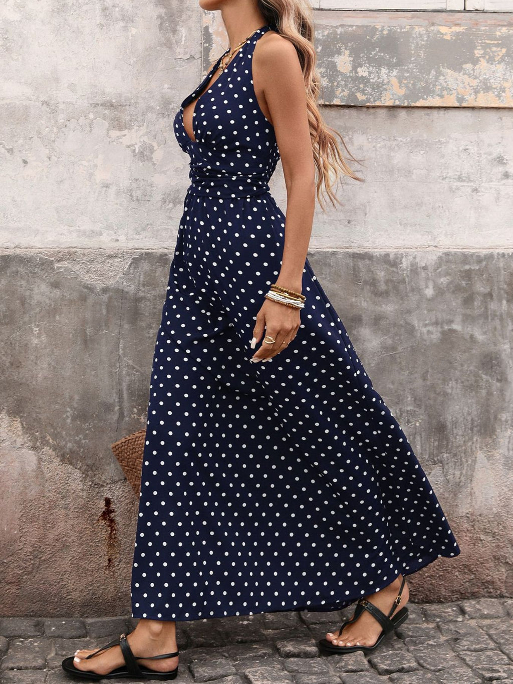 Polka Dot Halter Neck Maxi Dress (9)