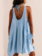 Tied Scoop Neck Wide Strap Mini Dress (16)