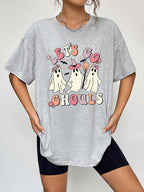 Round Neck Short Sleeve Let's Go Graphic T-shirt (8)