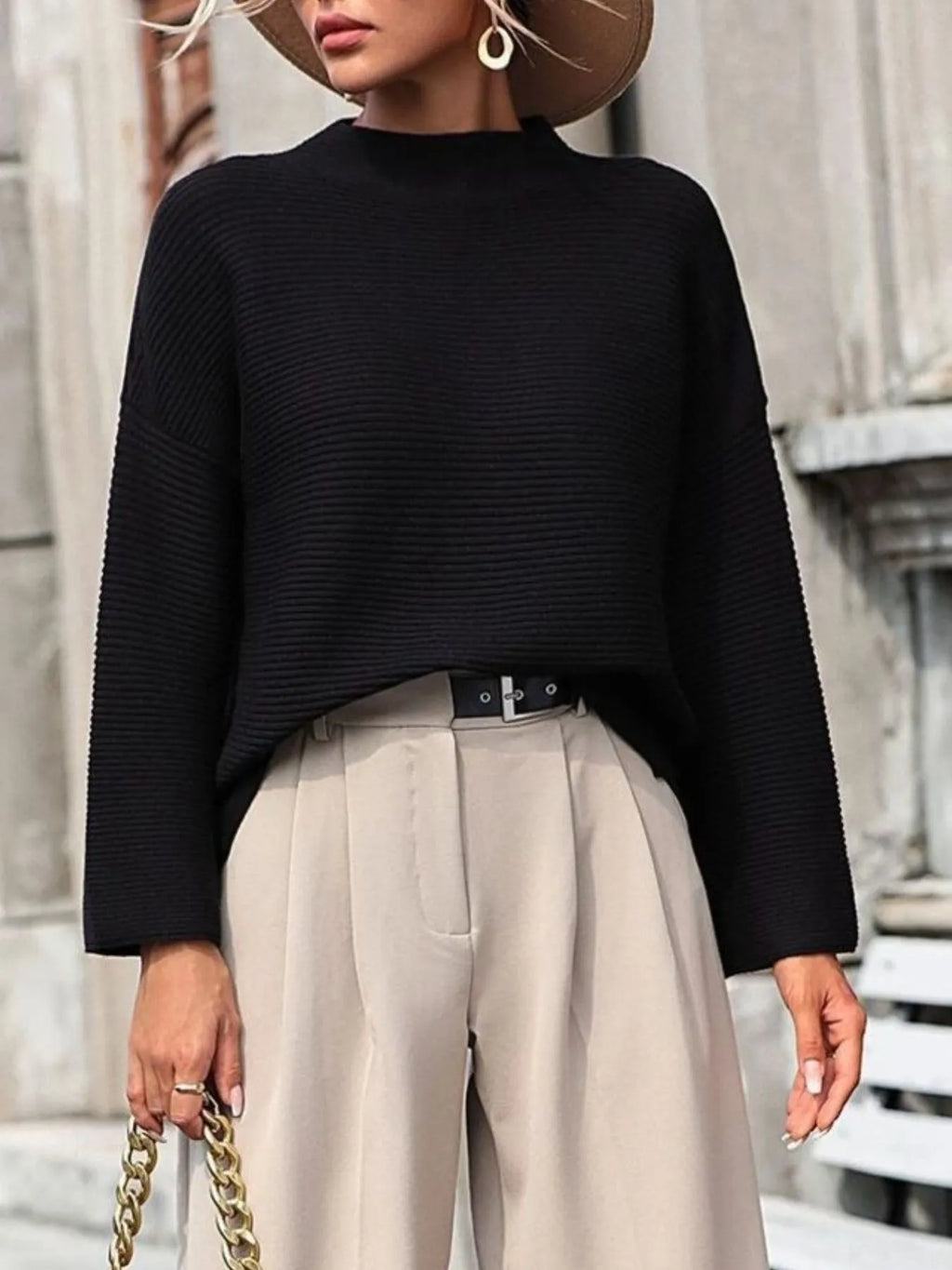 Mock Neck Drop Shoulder Knit Top (16)