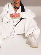 Cropped Zip-up Hoodie Wide-leg Sweatpants Lounge Set (6)