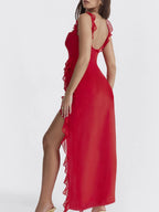 Split Ruffled Square Neck Maxi Dress (6)