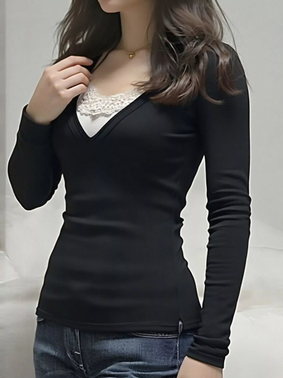 Long Sleeve T-shirt Lace Detail (21)
