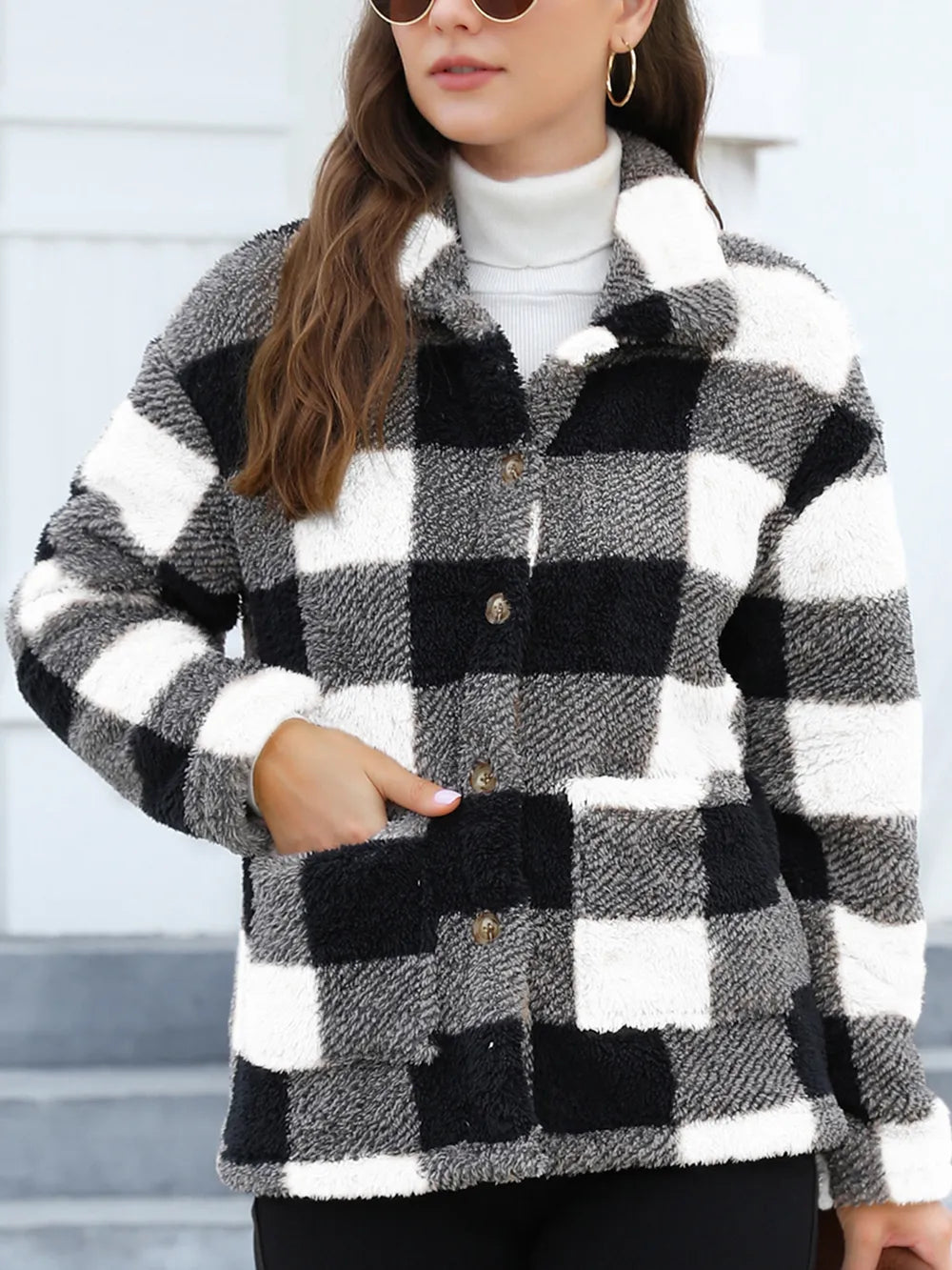 Button Up Drop Shoulder Fuzzy Jacket (19)
