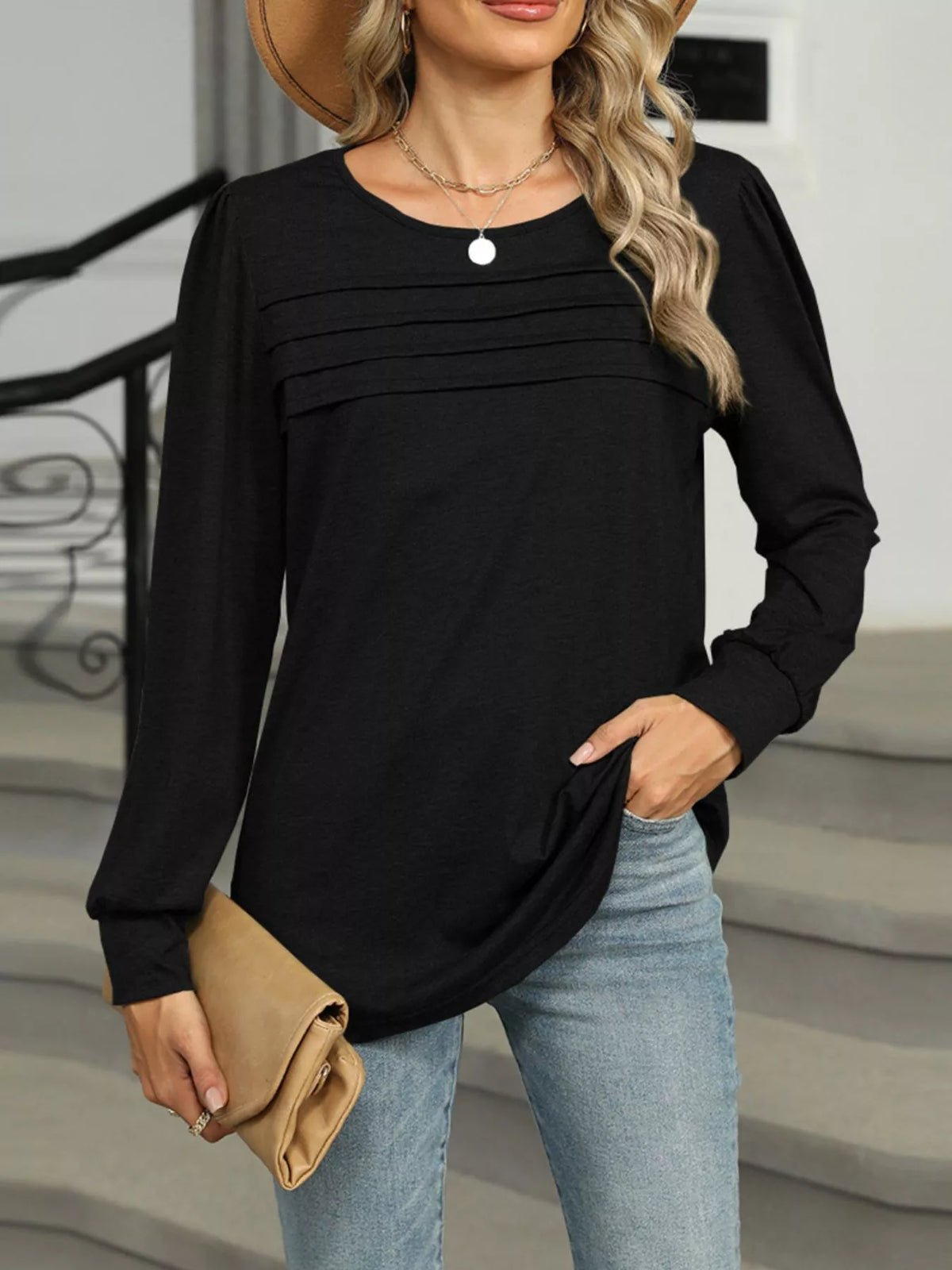 Long Sleeve Round Neck T-shirt (6)