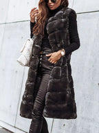 Faux Fur Longline Vest Coat (6)