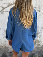 Full Size Button Down Denim Blazer Plus (5)
