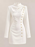 Full Size Decorative Button Mock Neck Mini Dress Plus (4)