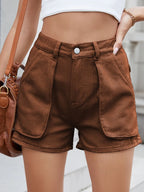 High Waist Utility Pocket Denim Shorts (9)