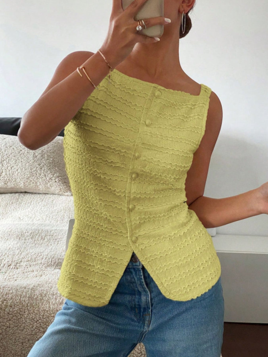 Textured Button-front Tank (23)