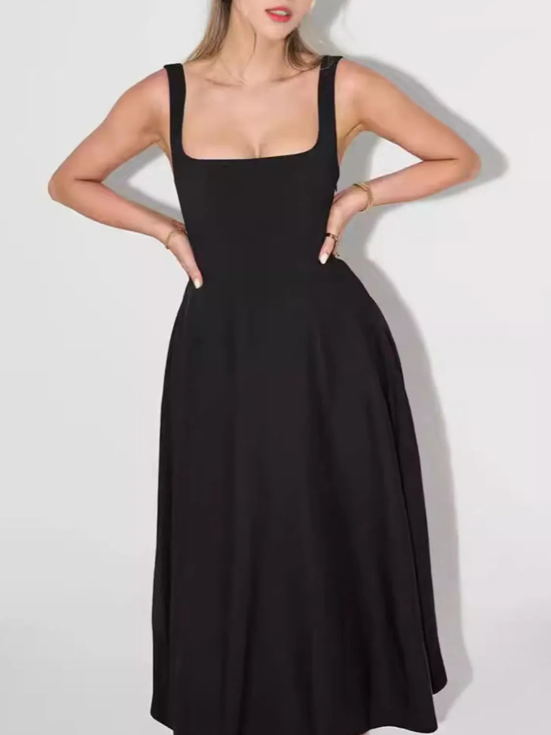 Square Neck Sleeveless Midi Dress (4)