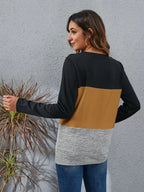Block Round Neck Long Sleeve T-shirt (17)