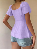 Sweetheart Neck Flutter Sleeve Top (18)